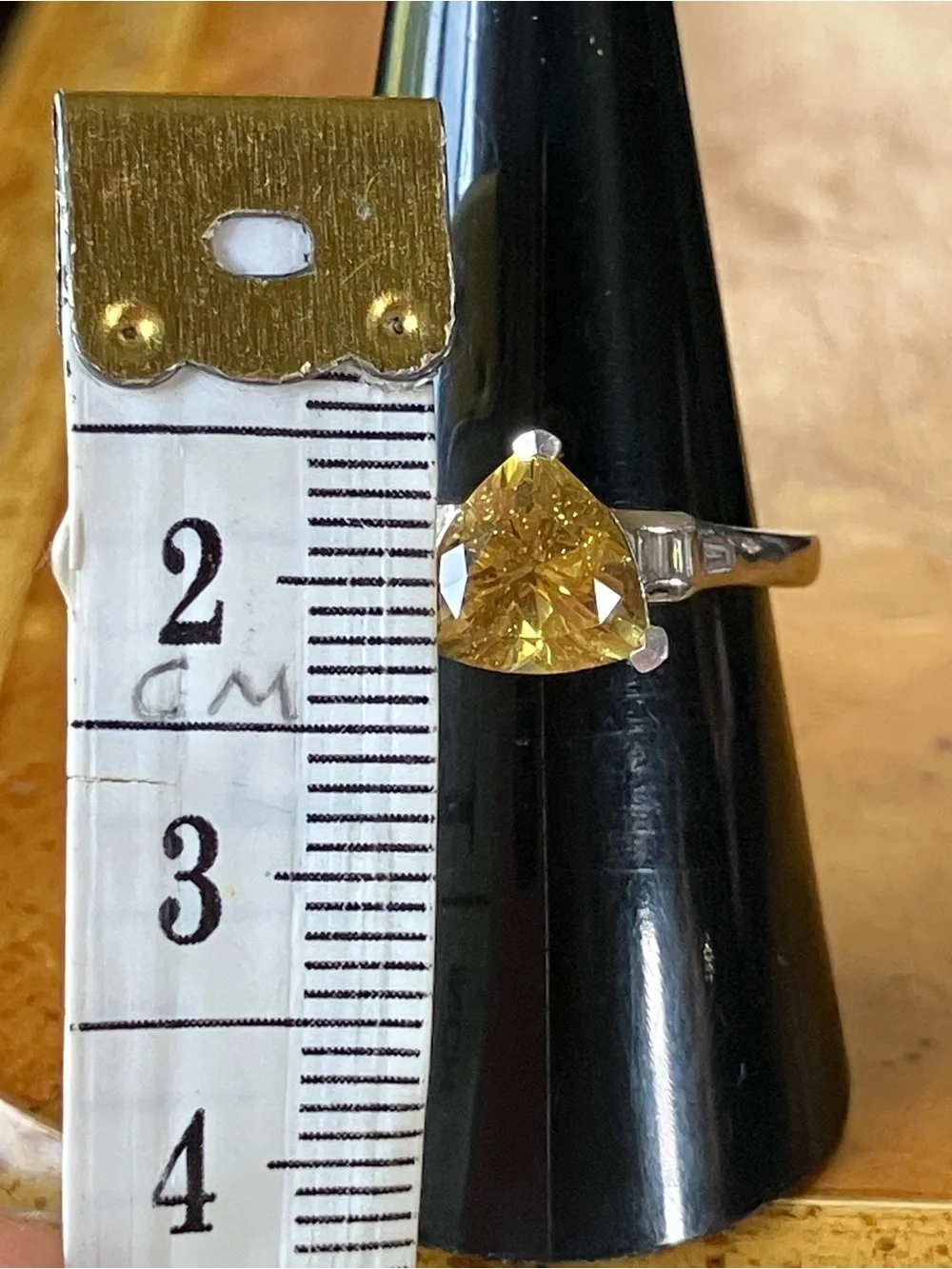 Golden Apatite Moissanite Ring Size 8